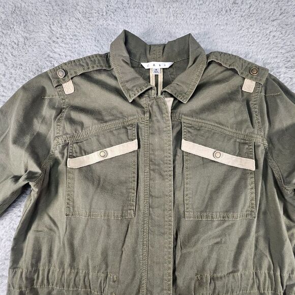 Cabi Anorak Military Jacket Womens S Olive Green Long Zip‎ Pockets Camo Army - Picture 3 of 14